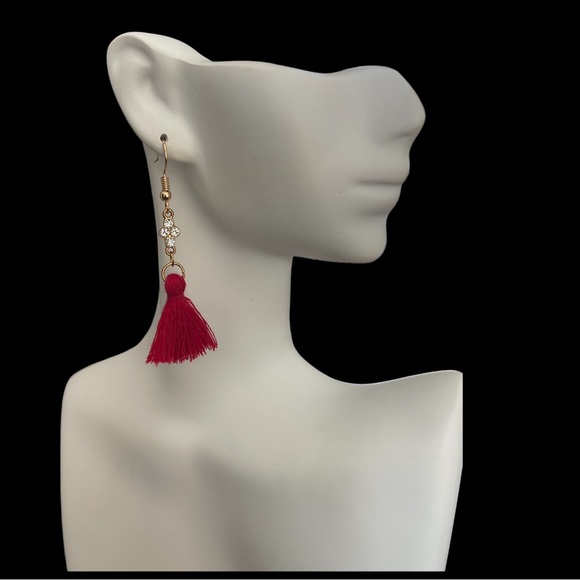 Rhinestone Tassel Earrings - Picture 7 of 7